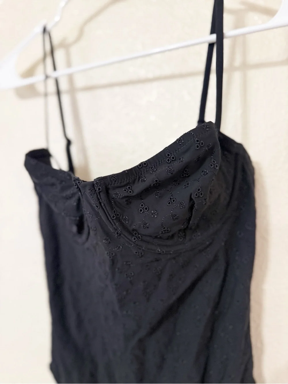 JCrew Balconette Eyelet Black Cup Underwire One Piece Swimsuit NEW Size 8